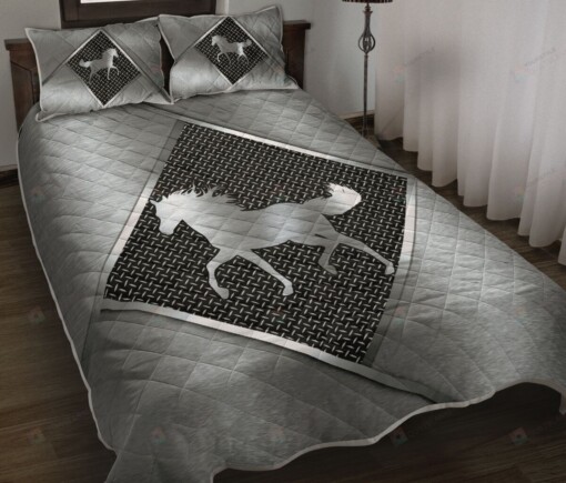 Horse Silver Metal Quilt Bedding Set