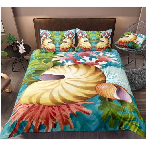 Conch Under The Sea Bedding Set Cotton Bed Sheets Spread Comforter Duvet Cover Bedding Sets