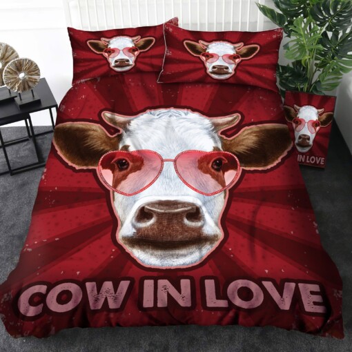 Cow In Love Bedding Set Bed Sheets Spread Comforter Duvet Cover Bedding Sets
