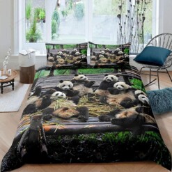 Pandas Eating Bamboo Bed Sheets Duvet Cover Bedding Sets