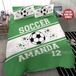 Soccer Theme Custom Duvet Cover Bedding Set With Your Name