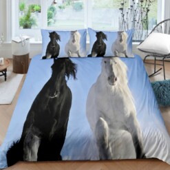 Black And White Horse Bedding Set Bed Sheets Spread Comforter Duvet Cover Bedding Sets