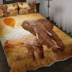 Elephant Happy Sunset Quilt Bedding Set