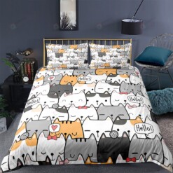 Cats Cartoon Art Prints Bedding Set Bed Sheets Spread Comforter Duvet Cover Bedding Sets
