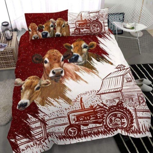 Cow Tractor Farm Bedding Set Bed Sheet Spread Comforter Duvet Cover Bedding Sets