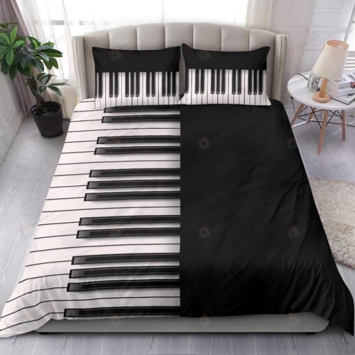 Piano Keys Black Bedding Set Cotton Bed Sheets Spread Comforter Duvet Cover Bedding Sets