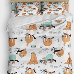 Sloth Slow Down Bed Sheets Duvet Cover Bedding Sets