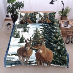 Deer Cotton Bed Sheets Spread Comforter Duvet Cover Bedding Sets