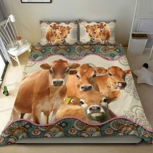 Cow And Mandala Pattern  Bedding Set Bed Sheets Spread Comforter Duvet Cover Bedding Sets