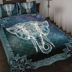 Elephant Mandala Galaxy Quilt Bedding Set