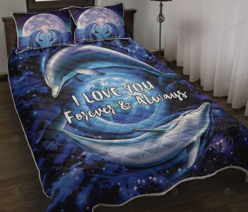 Dolphin I Love You Forever Always Quilt Bedding Set