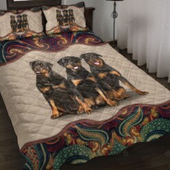 Rottweiler Quilt Bedding Set Mandala