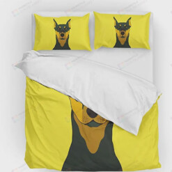 Doberman Dog Yellow Bedding Set Bed Sheets Spread Comforter Duvet Cover Bedding Sets