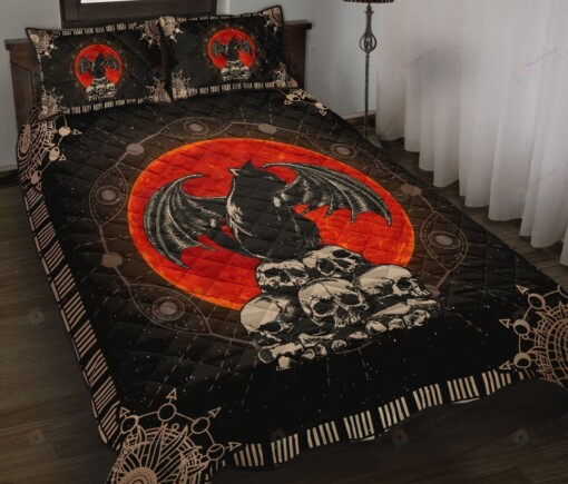 Witch Cat Skull Quilt Bedding Set