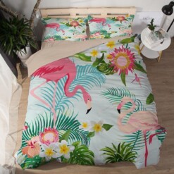 Flamingo Cotton Bed Sheets Spread Comforter Duvet Cover Bedding Sets