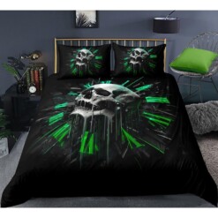 Skull Black Bedding Set Cotton Bed Sheets Spread Comforter Duvet Cover Bedding Sets