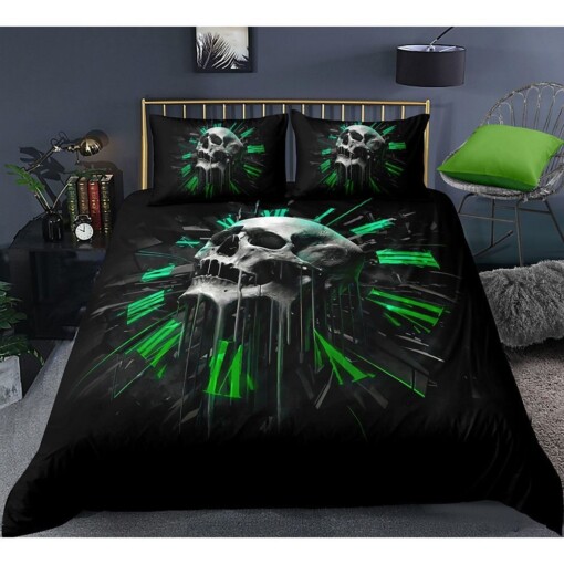 Skull Black Bedding Set Cotton Bed Sheets Spread Comforter Duvet Cover Bedding Sets