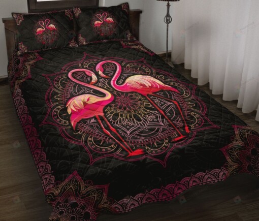 Flamingo Couple Mandalas Quilt Bedding Sets