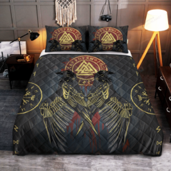 Raven Vegvisir Viking Quilt Bedding Set