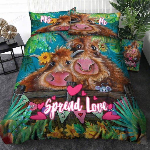 Highland Cattle Spread Love Bedding Set Bed Sheets Spread Comforter Duvet Cover Bedding Sets