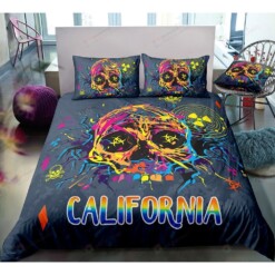 Colorful Skull California Bedding Set Bed Sheets Spread Comforter Duvet Cover Bedding Sets