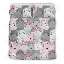 Lovely Hippo Bedding Set Bed Sheets Spread Comforter Duvet Cover Bedding Sets