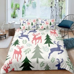 Christmas Deer Pattern Bed Sheets Duvet Cover Bedding Sets