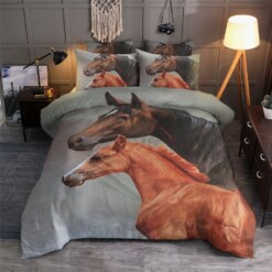 Father And Son Horse Bedding Set Cotton Bed Sheets Spread Comforter Duvet Cover Bedding Sets Perfect Gift For Horses Lover