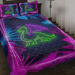 Dragon Neon Art Style Quilt Bedding Set