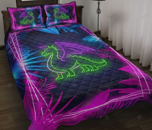 Dragon Neon Art Style Quilt Bedding Set