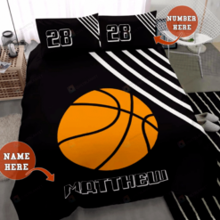 Black Basketball Personalized Custom Name Duvet Cover Bedding Set