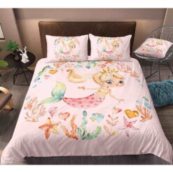 Cartoon Mermaid Bedding Set Bed Sheets Spread Comforter Duvet Cover Bedding Sets