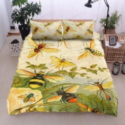 Bee Cotton Bed Sheets Spread Comforter Duvet Cover Bedding Sets