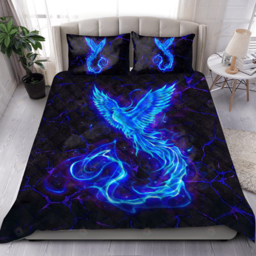 Royal Blue Phoenix Rising Quilt Bedding Set