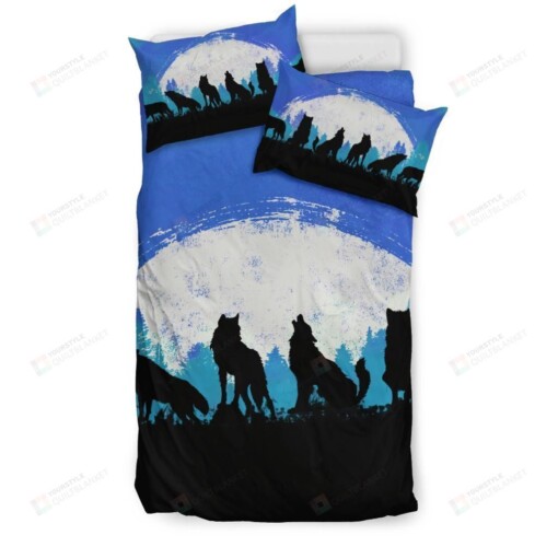Wolf And Full Moon Bed Sheets Duvet Cover Bedding Set