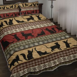 Cat Plaid Seamless Quilt Bedding Set