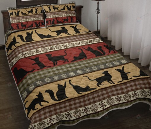 Cat Plaid Seamless Quilt Bedding Set