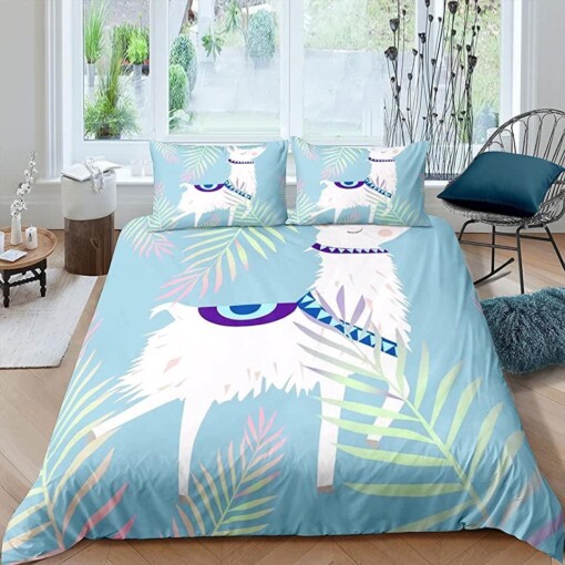 Alpaca Blue Bedding Set Bed Sheets Spread Comforter Duvet Cover Bedding Sets