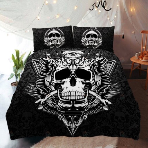 Skull And Crossbones 3d Bedding Set (Duvet Cover And Pillowcases)