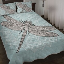 Dragonfly Mandala Blue Quilt Bedding Set