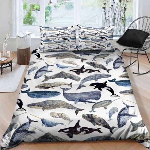 Whale Cotton Bed Sheets Spread Comforter Duvet Cover Bedding Sets