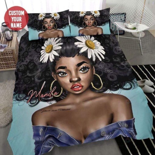 Sassy Black Woman Personalized Custom Name Duvet Cover Bedding Set