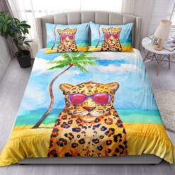 Cheetah On The Beach Bedding Set Bed Sheets Spread Comforter Duvet Cover Bedding Sets