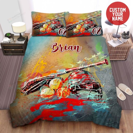 Softball Painting Custom Name Duvet Cover Bedding Set