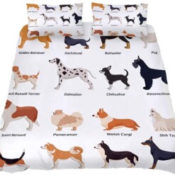 Dogs Pattern Bedding Set Bed Sheets Spread Comforter Duvet Cover Bedding Sets