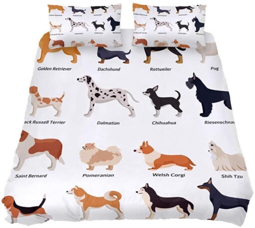 Dogs Pattern Bedding Set Bed Sheets Spread Comforter Duvet Cover Bedding Sets