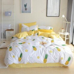 Pineapple Cotton Bed Sheets Spread Comforter Duvet Cover Bedding Sets