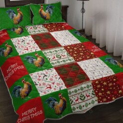 Chicken Merry Christmas Pattern Style Quilt Bedding Set