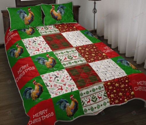Chicken Merry Christmas Pattern Style Quilt Bedding Set