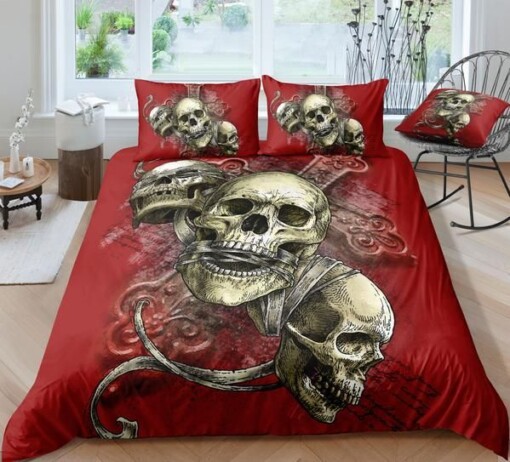 Skull Cotton Bed Sheets Spread Comforter Duvet Cover Bedding Sets